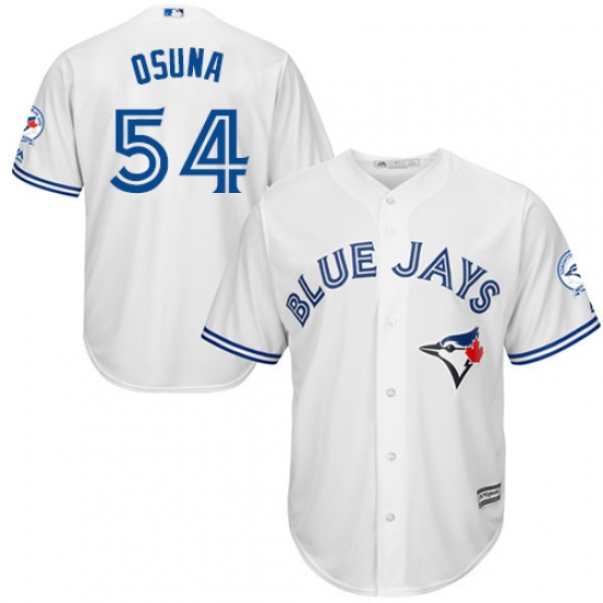 Men's Majestic Toronto Blue Jays #54 Roberto Osuna Replica White Home 40th Anniversary Patch MLB Jersey - Ujersey