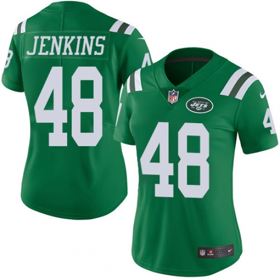 Women's Nike New York Jets #48 Jordan Jenkins Limited Green Rush Vapor Untouchable NFL Jersey - Ujersey