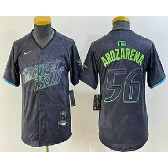 Youth Tampa Bay Rays #56 Randy Arozarena Charcoal 2024 City Connect Limited Stitched Jersey - Ujersey