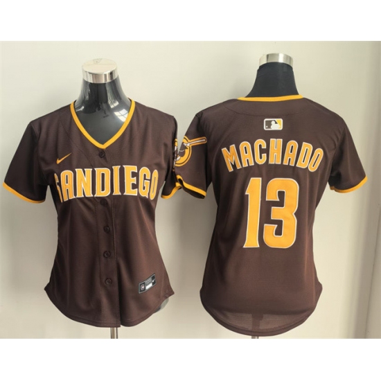 Women's San Diego Padres #13 Manny Machado Brown Limited Stitched Baseball Jersey(Run Small) - Ujersey