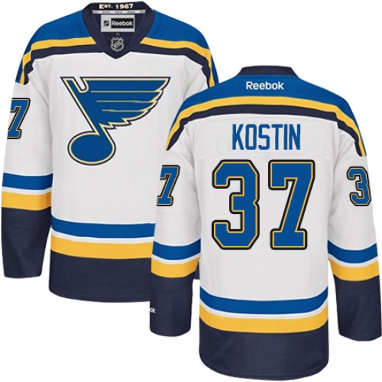 Women's Reebok St. Louis Blues #37 Klim Kostin Authentic White Away NHL Jersey - Ujersey