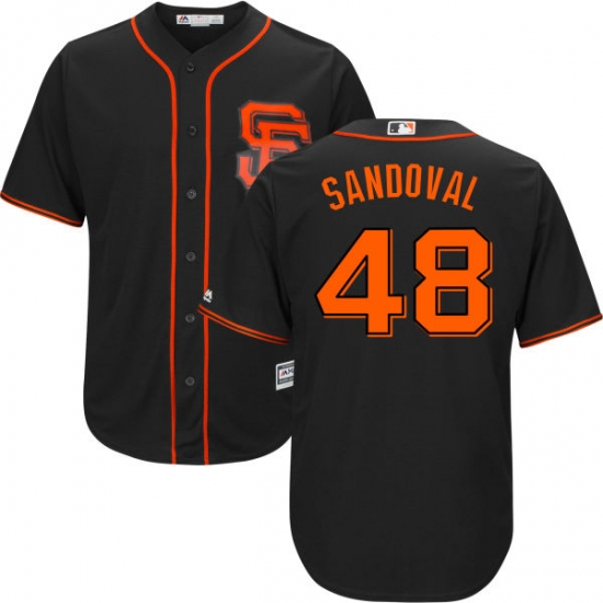 Men's Majestic San Francisco Giants #48 Pablo Sandoval Replica Black Alternate Cool Base MLB Jersey - Ujersey