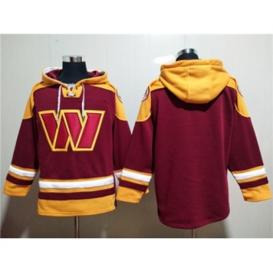 Men's Washington Commanders Blank Burgundy Lace-Up Pullover Hoodie - Ujersey