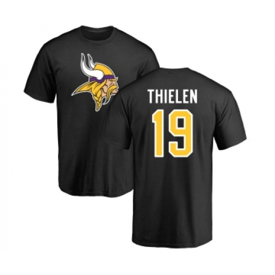 Football Minnesota Vikings #19 Adam Thielen Black Name & Number Logo T-Shirt - Ujersey
