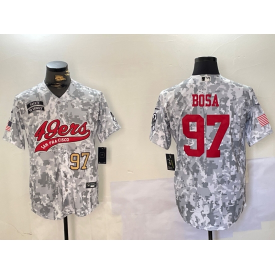 Men's San Francisco 49ers #97 Nick Bosa Arctic Camo 2024 Salute to Service Stitched Baseball Jerseys - Ujersey