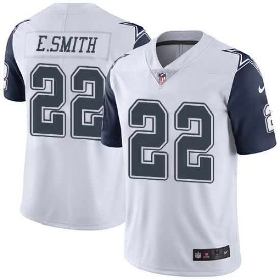 Men's Nike Dallas Cowboys #22 Emmitt Smith Limited White Rush Vapor Untouchable NFL Jersey - Ujersey