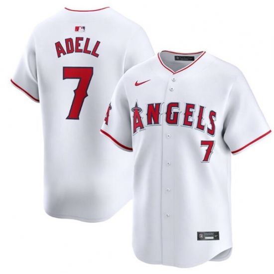 Men's Los Angeles Angels #7 Jo Adell White Home Limited Baseball Stitched Jersey - Ujersey