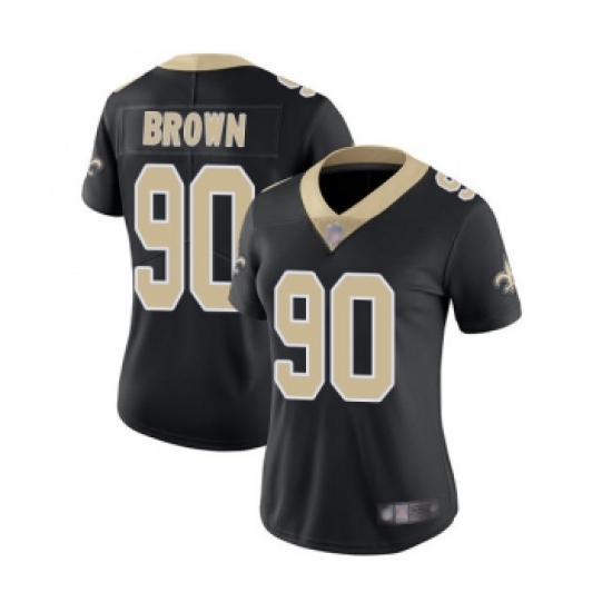 Women's New Orleans Saints #90 Malcom Brown Black Team Color Vapor Untouchable Limited Player Football Jersey - Ujersey