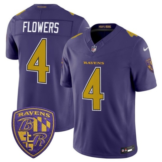 Men's Baltimore Ravens #4 Zay Flowers Purple 2026 F.U.S.E. Alternate Vapor Limited Football Stitched Jersey - Ujersey