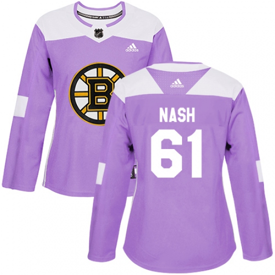 Women's Adidas Boston Bruins #61 Rick Nash Authentic Purple Fights Cancer Practice NHL Jersey - Ujersey