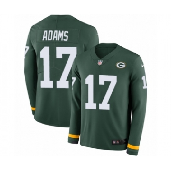 Men's Nike Green Bay Packers #17 Davante Adams Limited Green Therma Long Sleeve NFL Jersey - Ujersey