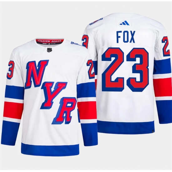 Men's New York Rangers #23 Adam Fox White 2024 Stadium Series Stitched Jersey - Ujersey
