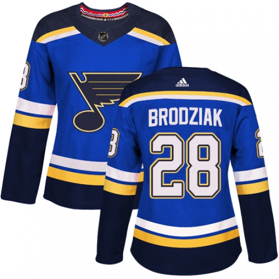 Women's Adidas St. Louis Blues #28 Kyle Brodziak Authentic Royal Blue Home NHL Jersey - Ujersey