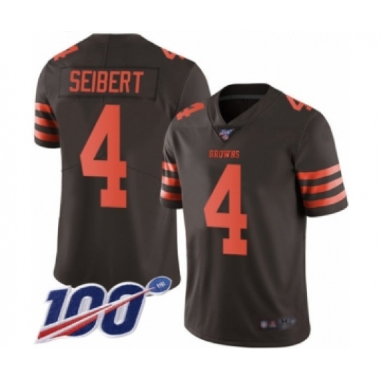 Men's Cleveland Browns #4 Austin Seibert Limited Brown Rush Vapor Untouchable 100th Season Football Jersey - Ujersey