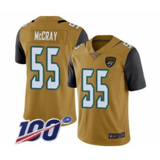 Men's Jacksonville Jaguars #55 Lerentee McCray Limited Gold Rush Vapor Untouchable 100th Season Football Jersey - Ujersey