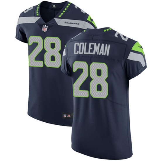 Men's Nike Seattle Seahawks #28 Justin Coleman Navy Blue Team Color Vapor Untouchable Elite Player NFL Jersey - Ujersey