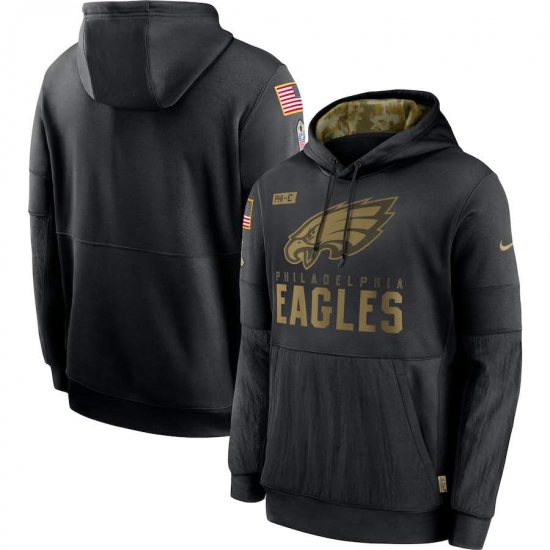 Men's NFL Philadelphia Eagles 2020 Salute To Service Black Pullover Hoodie - Ujersey