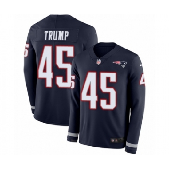 Men's Nike New England Patriots #45 Donald Trump Limited Navy Blue Therma Long Sleeve NFL Jersey - Ujersey