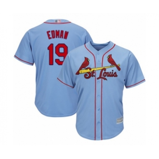 Youth St. Louis Cardinals #19 Tommy Edman Authentic Light Blue Alternate Cool Base Baseball Player Jersey - Ujersey
