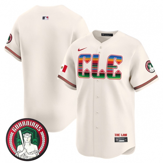 Men's Cleveland Guardians Blank Cream Mexico Vapor Premier Limited Stitched Baseball Jersey - Ujersey
