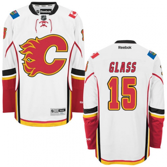 Youth Reebok Calgary Flames #15 Tanner Glass Authentic White Away NHL Jersey - Ujersey