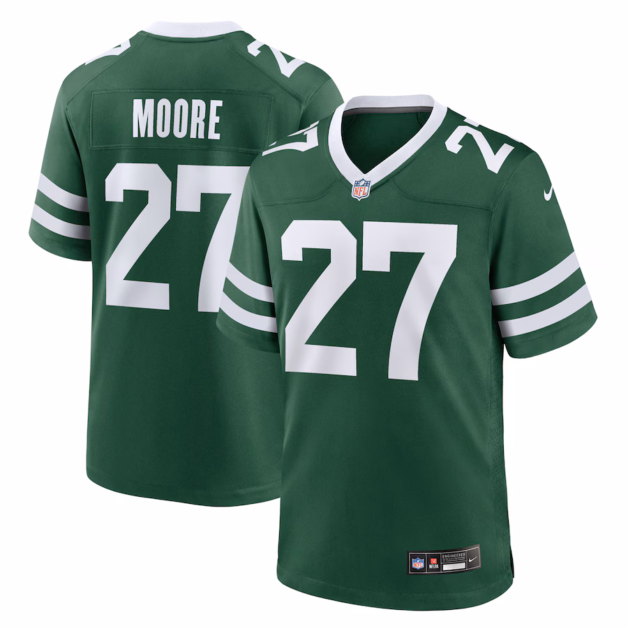 Men's New York Jets Malachi Moore Nike Legacy Green Team Game Jersey - Ujersey