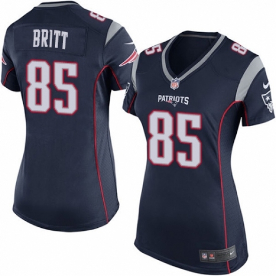 Women's Nike New England Patriots #85 Kenny Britt Game Navy Blue Team Color NFL Jersey - Ujersey