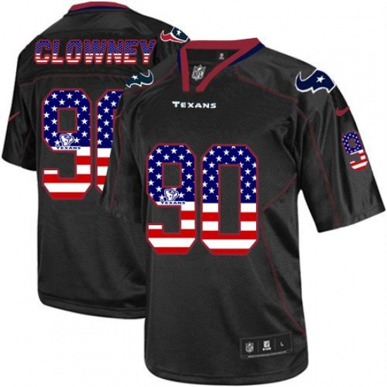 Men's Nike Houston Texans #90 Jadeveon Clowney Elite Black USA Flag Fashion NFL Jersey - Ujersey