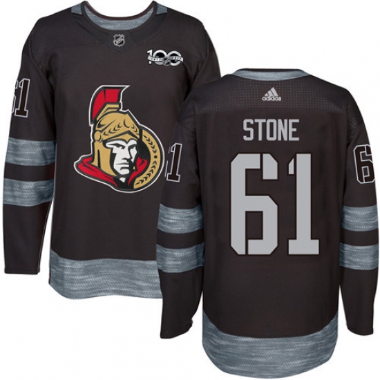 Men's Adidas Ottawa Senators #61 Mark Stone Authentic Black 1917-2017 100th Anniversary NHL Jersey - Ujersey