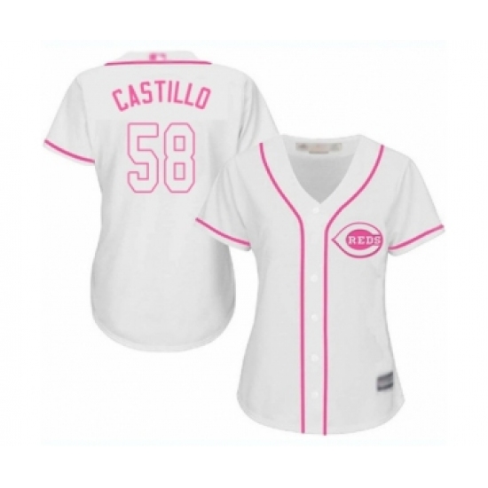 Women's Cincinnati Reds #58 Luis Castillo Authentic White Fashion Cool Base Baseball Jersey - Ujersey