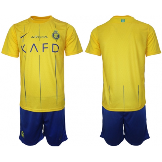Men's Al Nassr Custom 2023-24 Yellow Away Soccer Jersey Suit - Ujersey