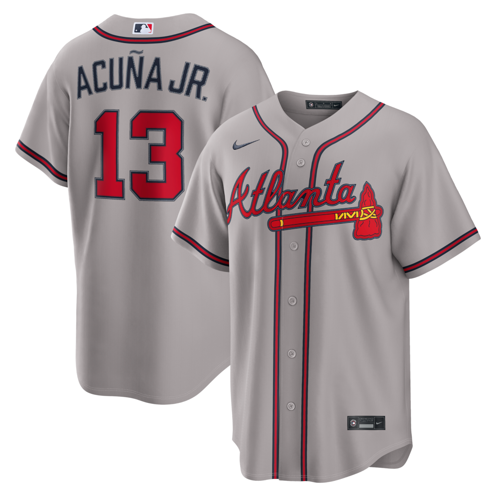 Men's Atlanta Braves Ronald Acuña Jr. Nike Gray Road Replica Jersey - ujerseystore
