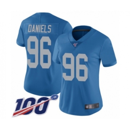Women's Detroit Lions #96 Mike Daniels Blue Alternate Vapor Untouchable Limited Player 100th Season Football Jersey - Ujersey