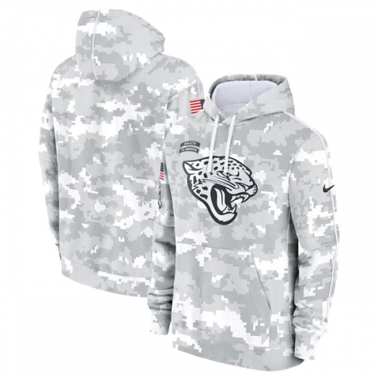 Men's Jacksonville Jaguars 2024 Arctic Camo Salute To Service Club Fleece Pullover Hoodie - Ujersey