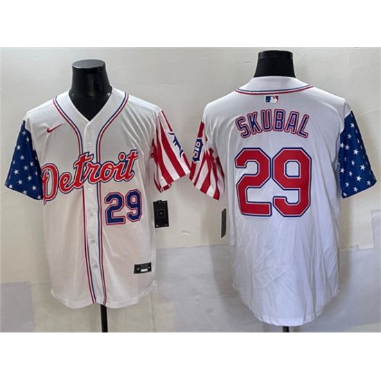 Men's Detroit Tigers #29 Tarik Skubal White 2025 Memorial Day Vapor Premier Limited Stitched Baseball Jersey - Ujersey
