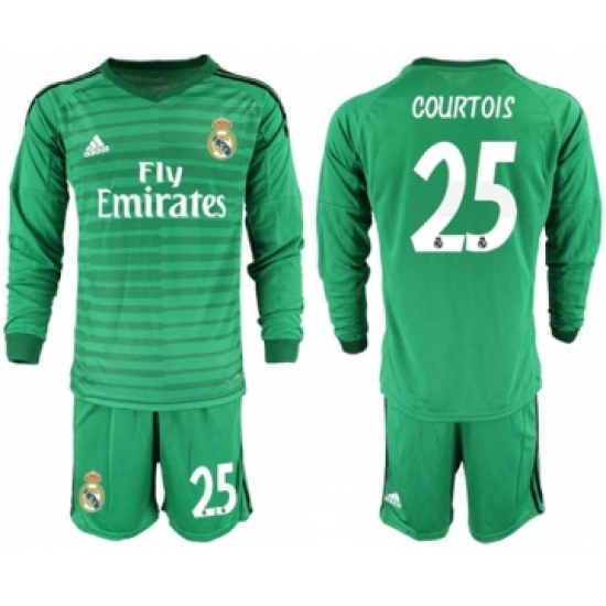 Real Madrid #25 Courtois Green Goalkeeper Long Sleeves Soccer Club Jersey