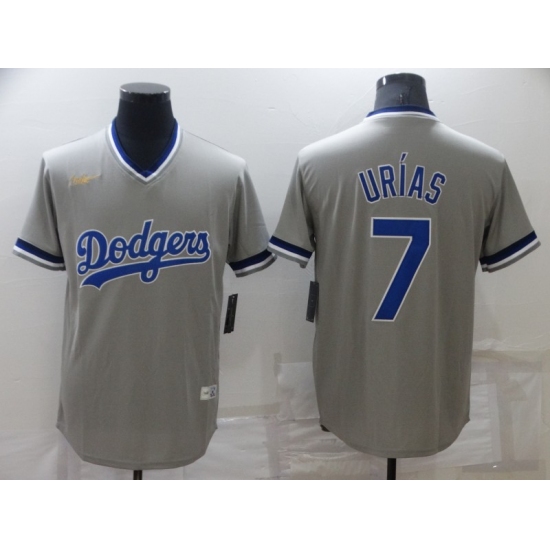 Men's Nike Los Angeles Dodgers #7 Julio Urias Gray Throwback Jersey - Ujersey