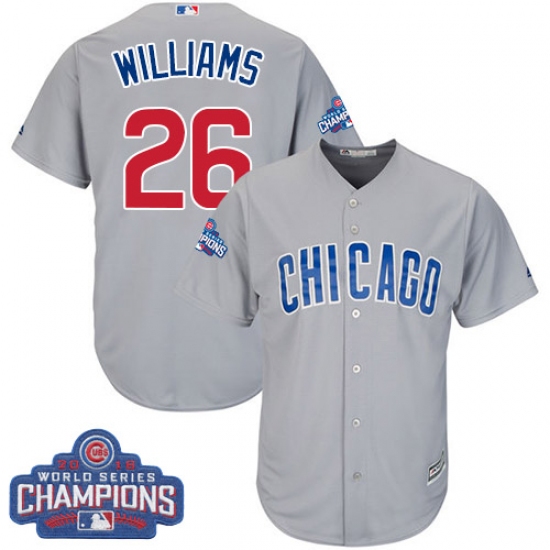 Youth Majestic Chicago Cubs #26 Billy Williams Authentic Grey Road 2016 World Series Champions Cool Base MLB Jersey - Ujersey