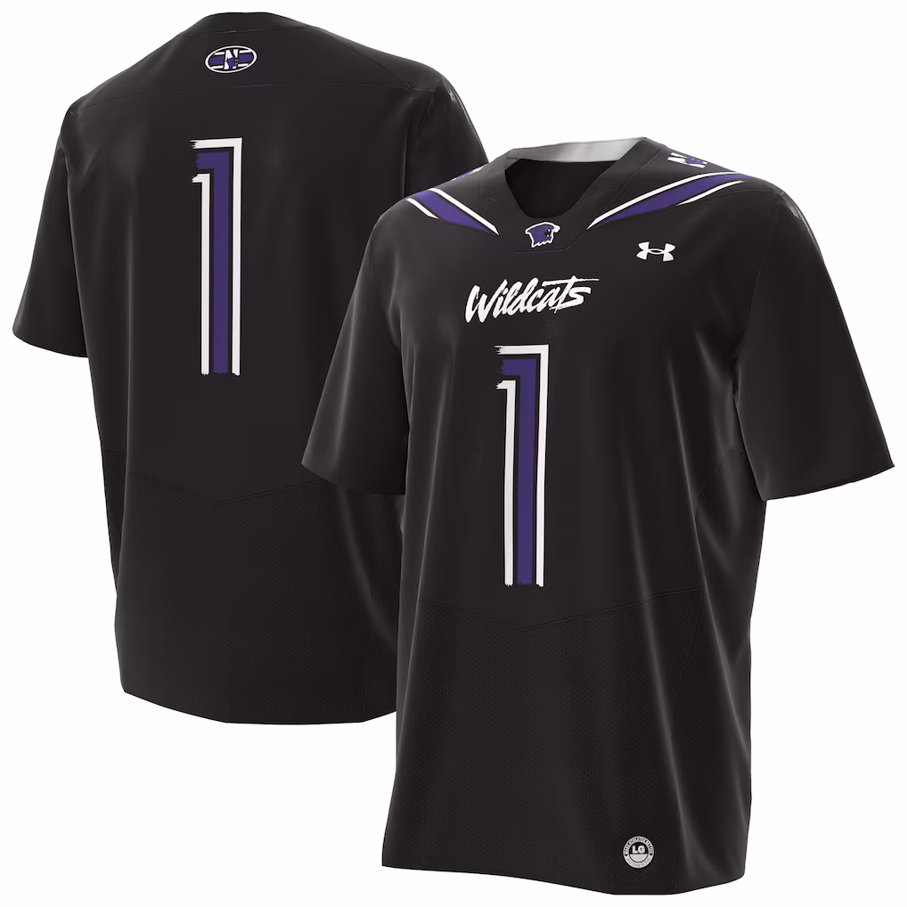 Men's Under Armour #1 Black Northwestern Wildcats Alternate Replica Football Jersey - Ujersey Shop