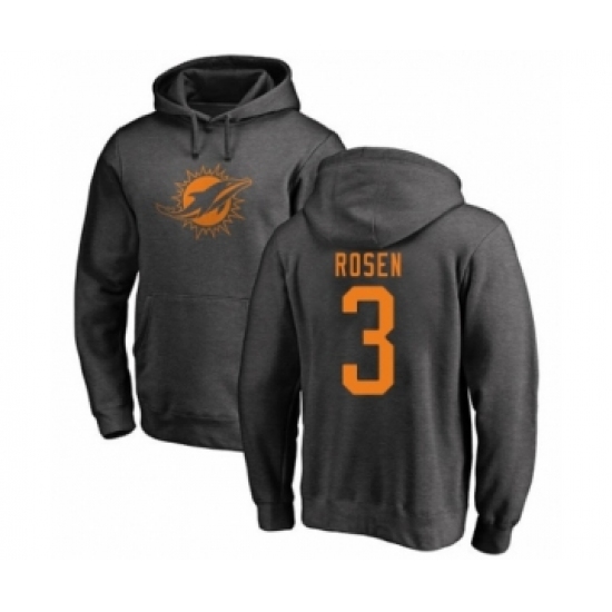 Football Miami Dolphins #3 Josh Rosen Ash One Color Pullover Hoodie - Ujersey