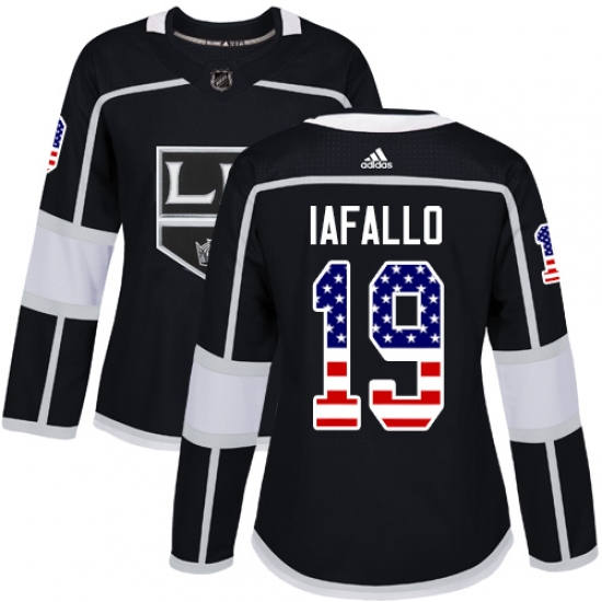 Women's Adidas Los Angeles Kings #19 Alex Iafallo Authentic Black USA Flag Fashion NHL Jersey - Ujersey