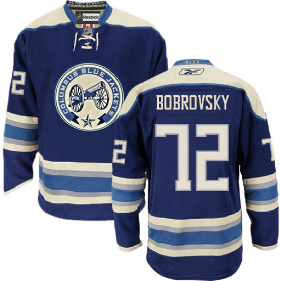 Youth Reebok Columbus Blue Jackets #72 Sergei Bobrovsky Authentic Navy Blue Third NHL Jersey - Ujersey