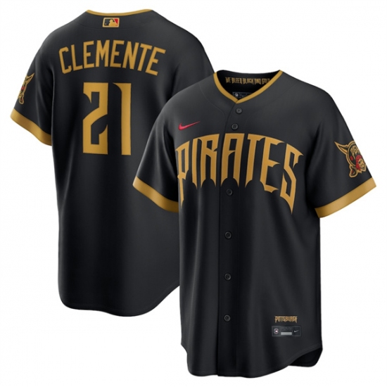 Men's Pittsburgh Pirates #21 Roberto Clemente Black 2026 City Connect Stadium Stitched Stitched Baseball Jersey - Ujersey