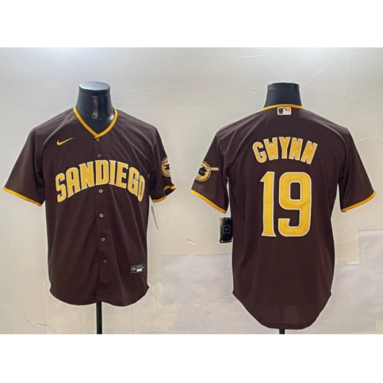 Men's San Diego Padres #19 Tony Gwynn Brown Cool Base Stitched Baseball Jersey - Ujersey