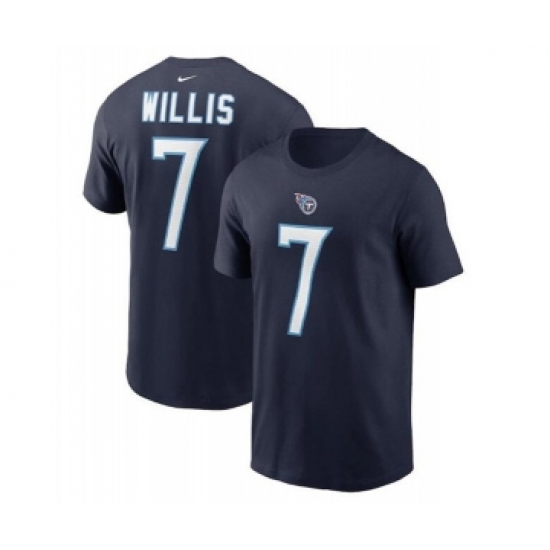 Men's Tennessee Titans #7 Malik Willis 2022 Navy Name & Number T-Shirt - Ujersey NHL