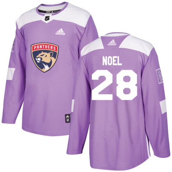 Men's Adidas Florida Panthers #28 Serron Noel Authentic Purple Fights Cancer Practice NHL Jersey - Ujersey