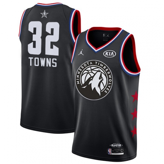 Women's Nike Minnesota Timberwolves #32 Karl-Anthony Towns Black NBA Jordan Swingman 2019 All-Star Game Jersey - Ujersey