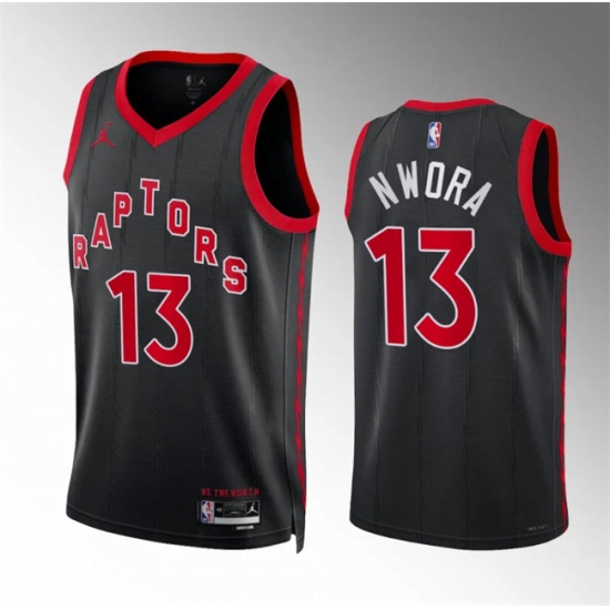 Men's Toronto Raptors #13 Jordan Nwora Black Statement Edition Stitched Basketball Jersey - Ujersey