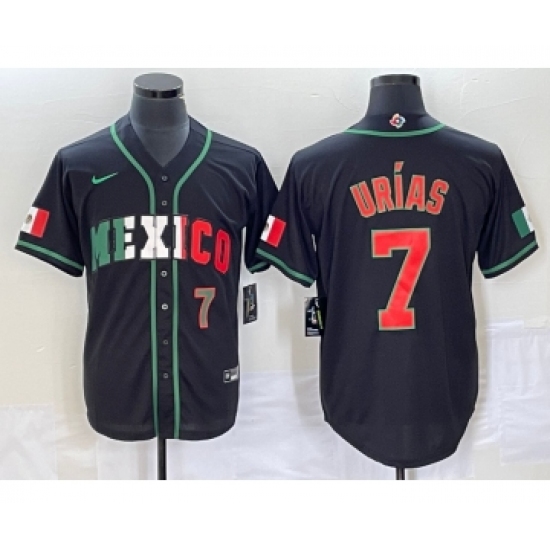 Men's Mexico Baseball #7 Julio Urias Number 2023 Black World Baseball Classic Stitched Jersey7