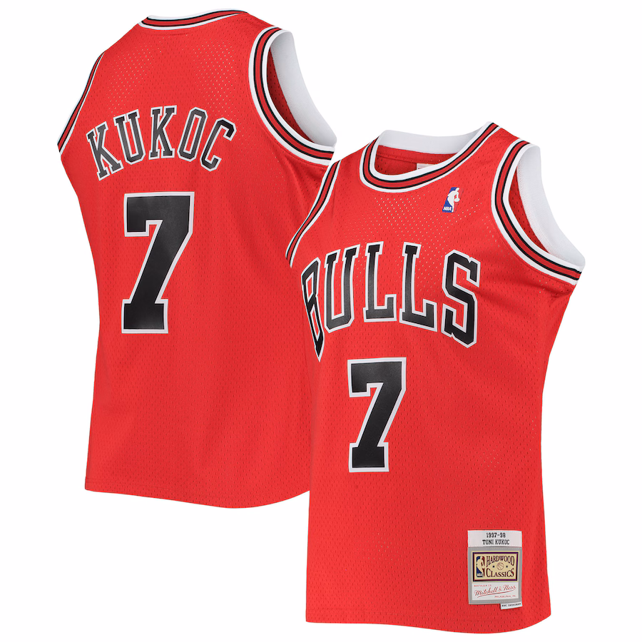 Men's Chicago Bulls Toni Kukoc Mitchell & Ness Red 1997/98 Hardwood Classics Swingman Jersey - Ujersey NHL